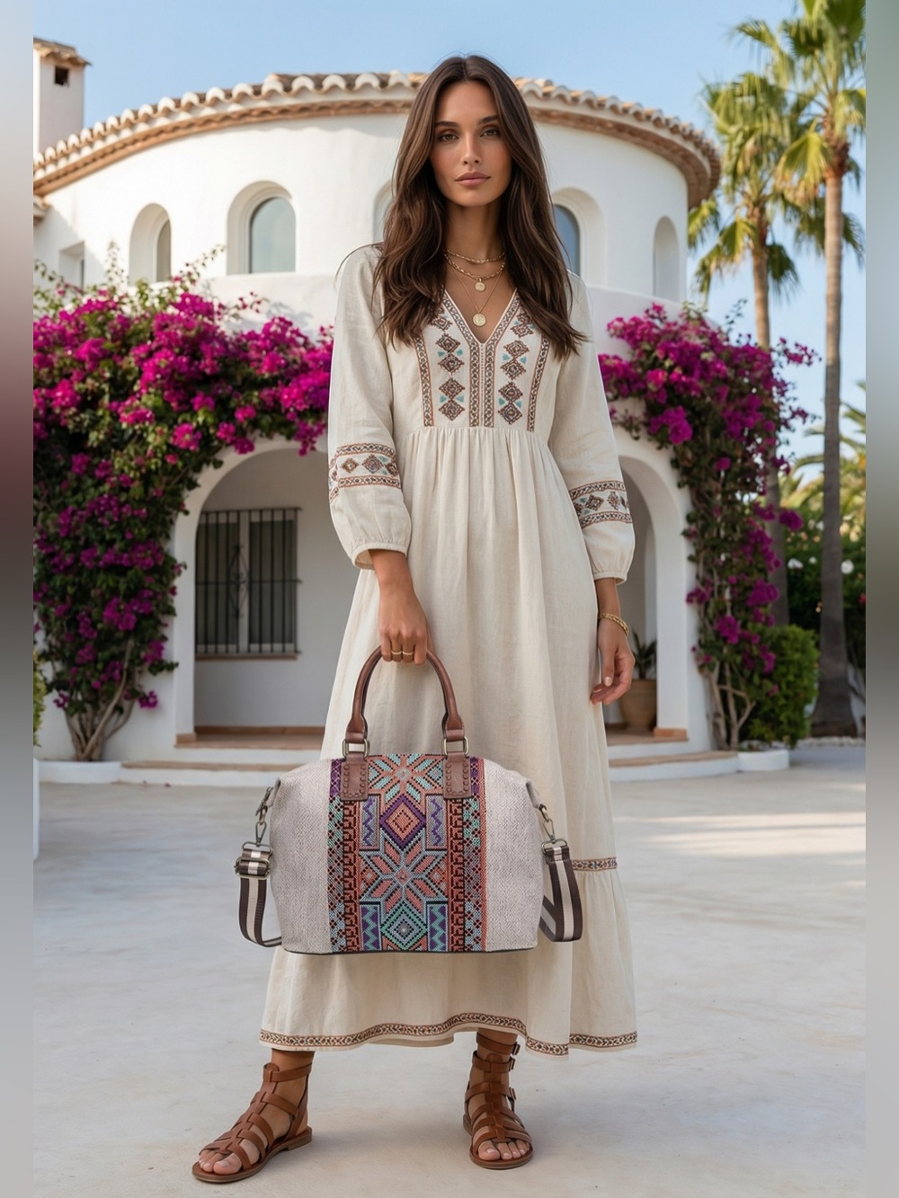 Satchel w/ Guitar Strap Patterned Weekender Bag